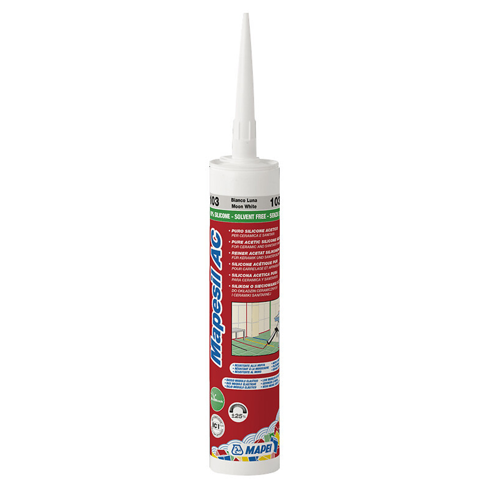 Mapei Mapesil AC 100 Solvent-Free Silicone Sealant Cement White 310ml