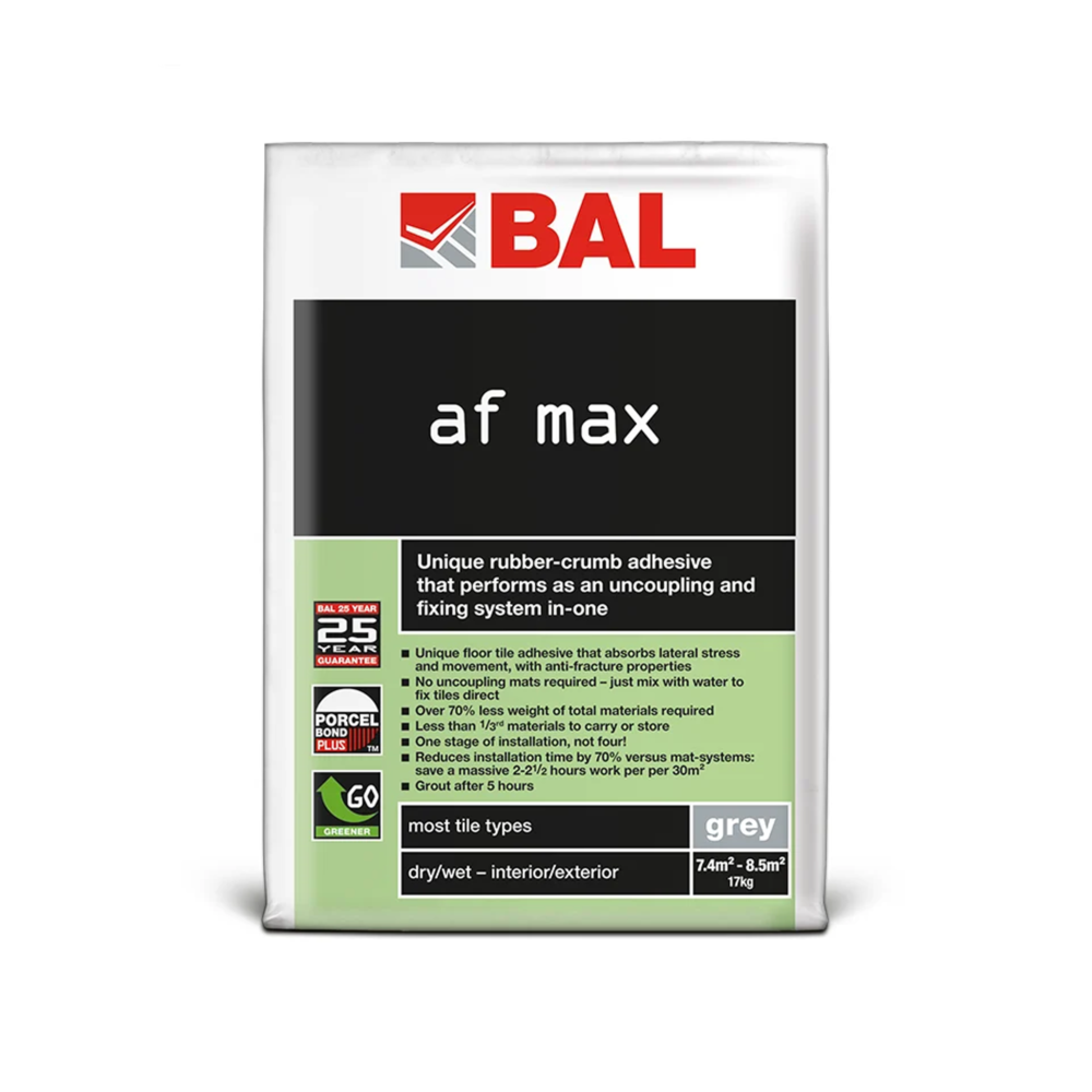 BAL AF Max Rubber-Crumb S2 Flexible Tile Adhesive Grey 17kg