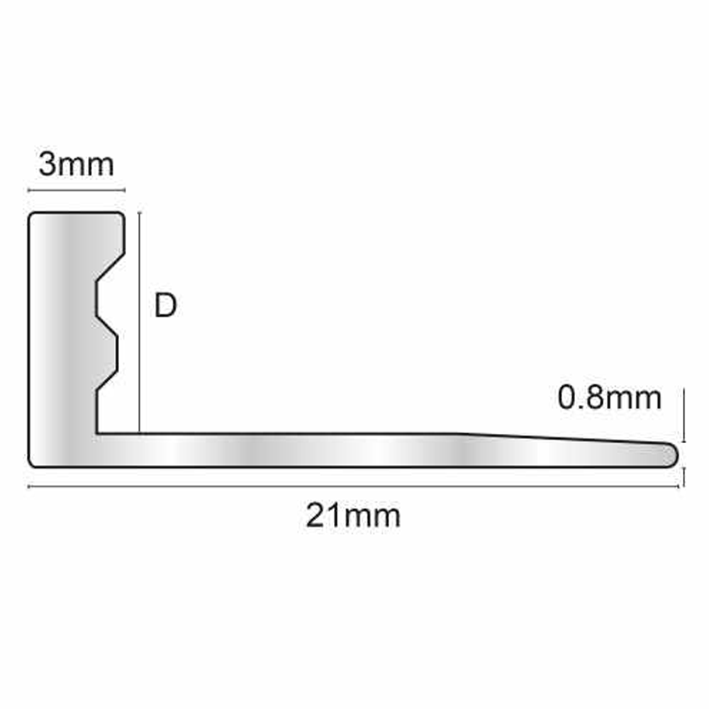 Genesis Aluminium Straight Edge Tile - 8mm x 2.5m POLISHED ALUMMINIUM - Image 3