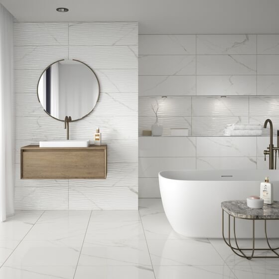 Swan Gloss Ceramic Wall Tiles Per m² - 300x900mm