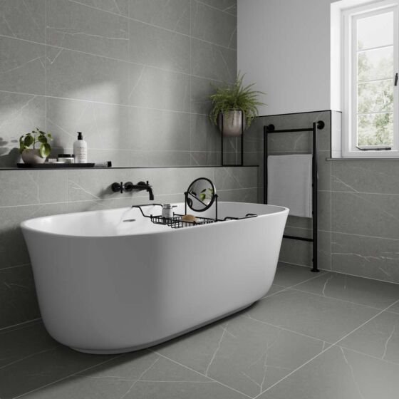 Cassavetes Grey Matt Ceramic Wall Tile - 300x600mm