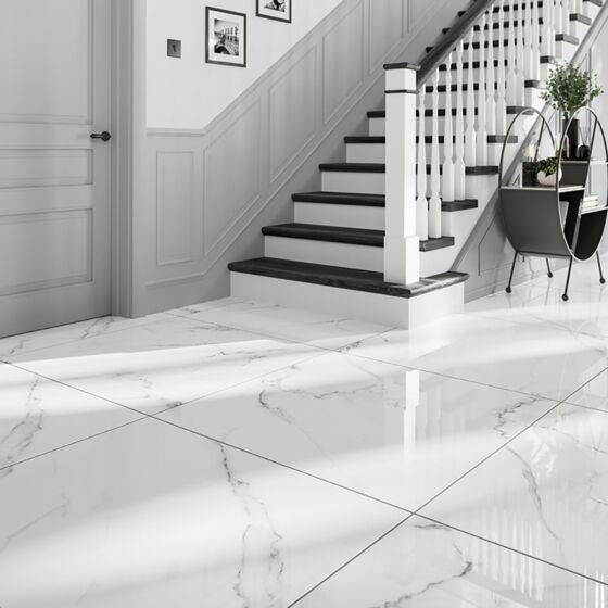 Warsaw Blanco Polished Glazed Porcelain Wall & Floor Tile Per m² - 900x900mm